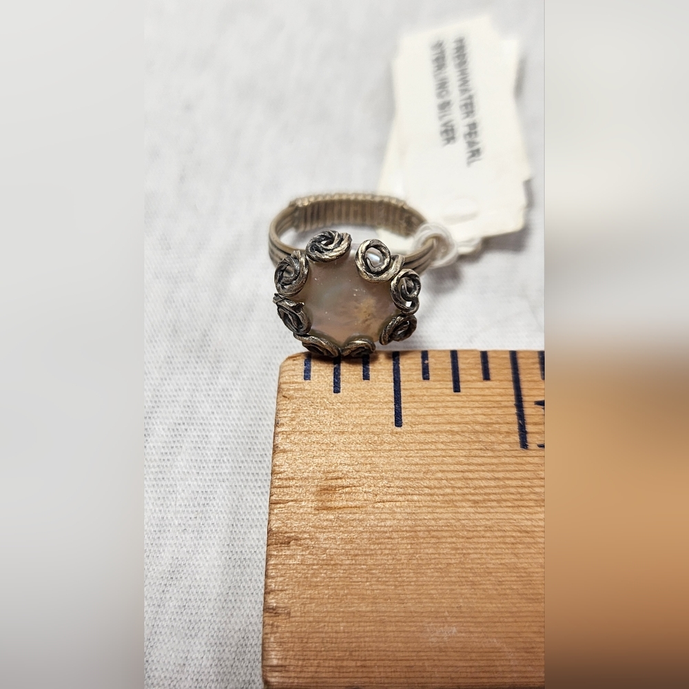 VINTAGE J.Jill STERLING SILVER FRESH WATER PEARL WOMEN'S ROUND RING SIZE 7 NWT - Picture 6 of 11
